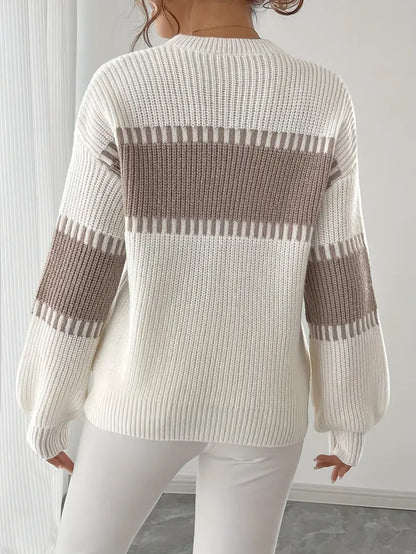 Pull À Rayures Avec Col Rond Pour Femme | Idéal Pour Tenues Décontractées Et Soirées