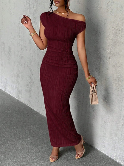 Robe Longue Ajustée Asymétrique À Une Épaule Pour Femme | Idéale Pour Les Soirées Et Réceptions