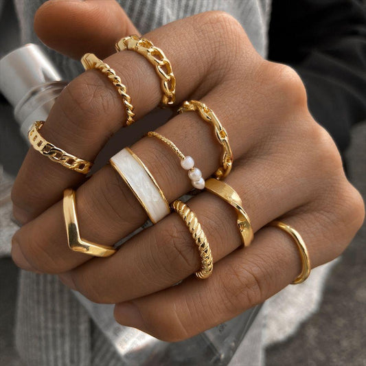 Lot de bagues à motifs pour femmes