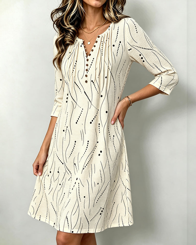 Robe boutonnée à manches 3/4 pour femmes