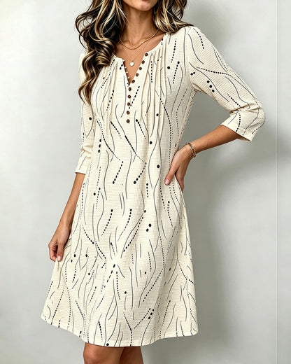 Robe boutonnée à manches 3/4 pour femmes