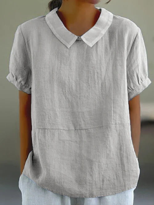 Blouse à Manches Courtes avec Col Structuré pour Femme | Idéale pour l'Été