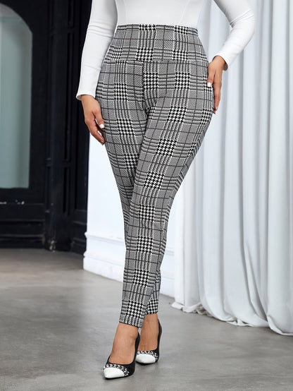Pantalon de Loisirs à Carreaux Noirs pour Femme | Idéal pour le Bureau ou un Usage Quotidien
