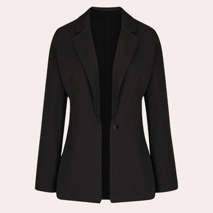 Blazer Uni À Manches Trois-Quarts Avec Encolure En V Pour Femme | Idéal Pour Le Travail Et L’Usage Quotidien