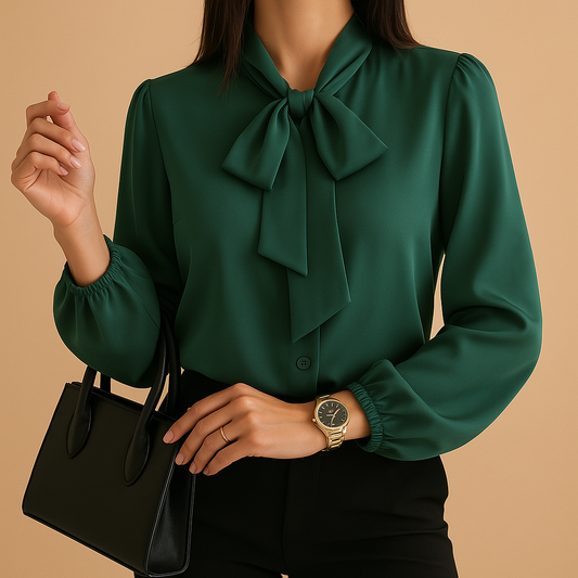 Chemisier Avec Détail Nœud Pour Femmes | Idéal Pour Le Travail Et Les Occasions Quotidiennes