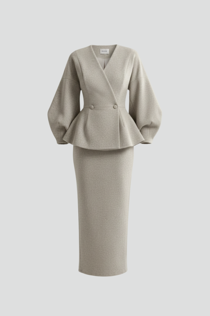 Ensemble blazer et jupe cache-cœur pour femmes