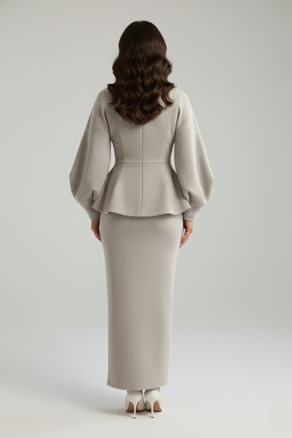 Ensemble blazer et jupe cache-cœur pour femmes
