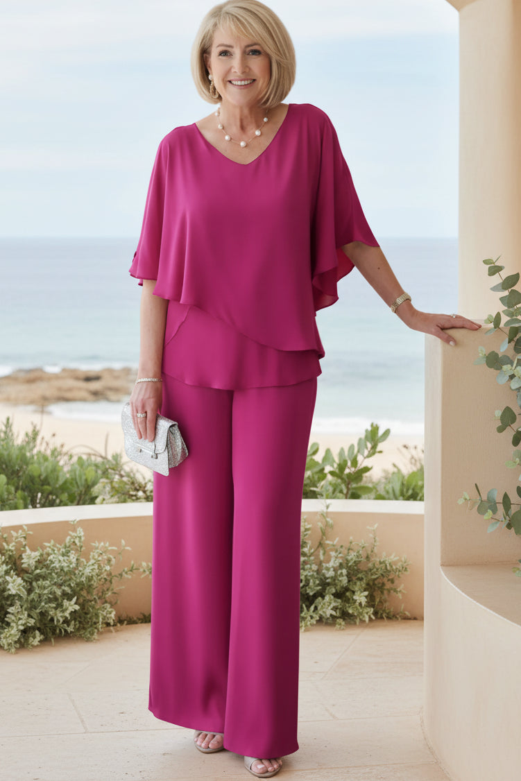 Ensemble haut drapé et pantalon large pour femmes