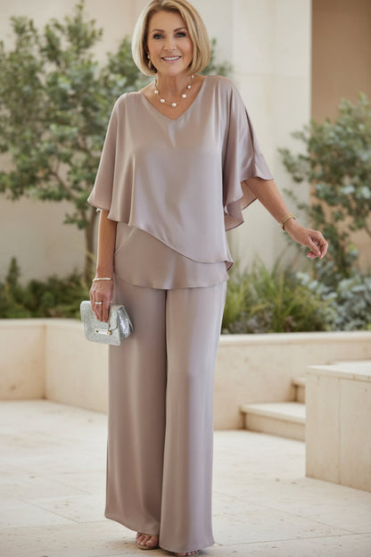 Ensemble haut drapé et pantalon large pour femmes