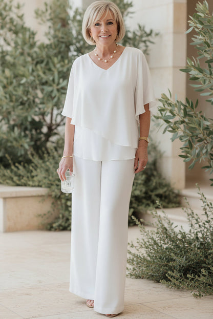 Ensemble haut drapé et pantalon large pour femmes