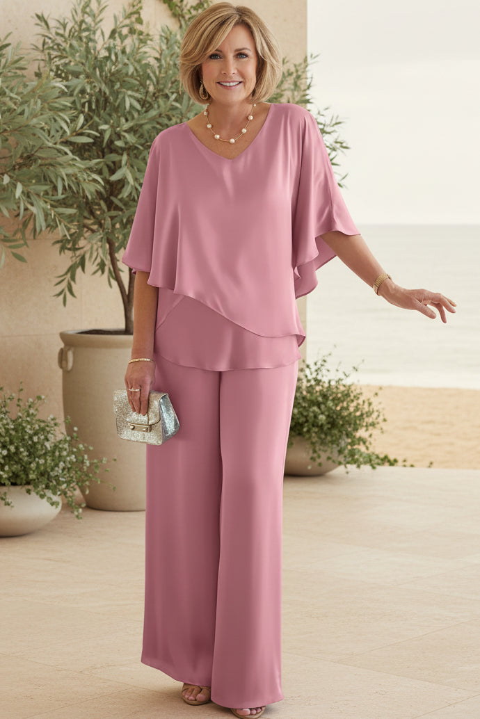 Ensemble haut drapé et pantalon large pour femmes