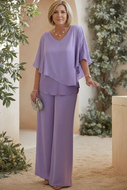 Ensemble haut drapé et pantalon large pour femmes