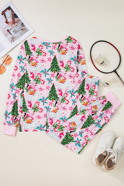Ensemble loungewear imprimé Noël pour femmes