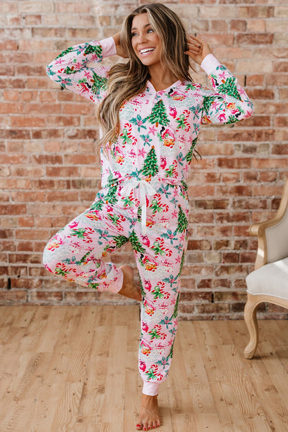 Ensemble loungewear imprimé Noël pour femmes