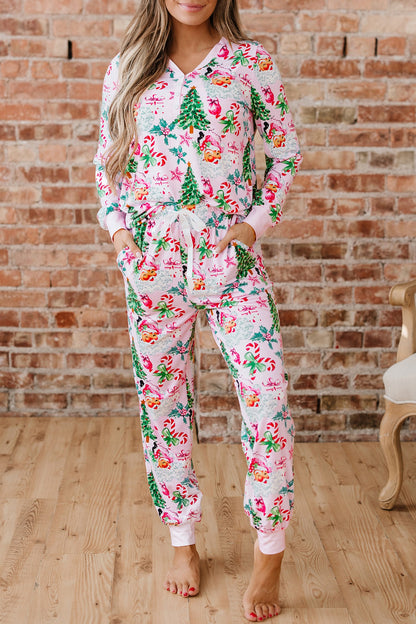 Ensemble loungewear imprimé Noël pour femmes