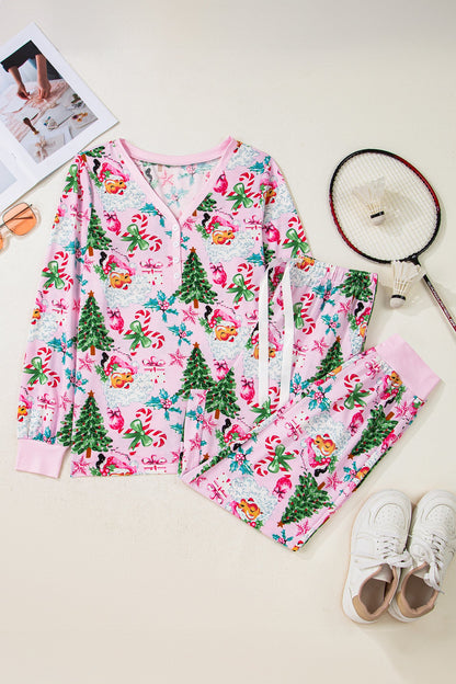 Ensemble loungewear imprimé Noël pour femmes
