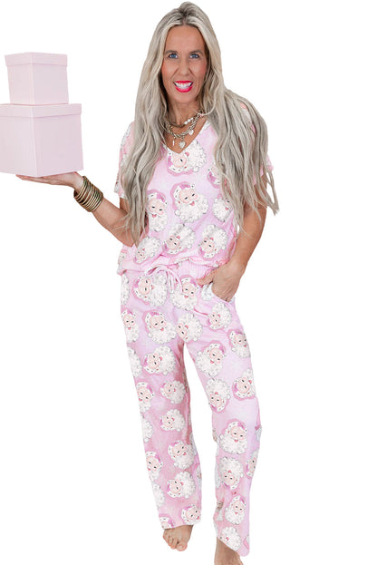 Ensemble loungewear imprimé Père Noël pour femmes