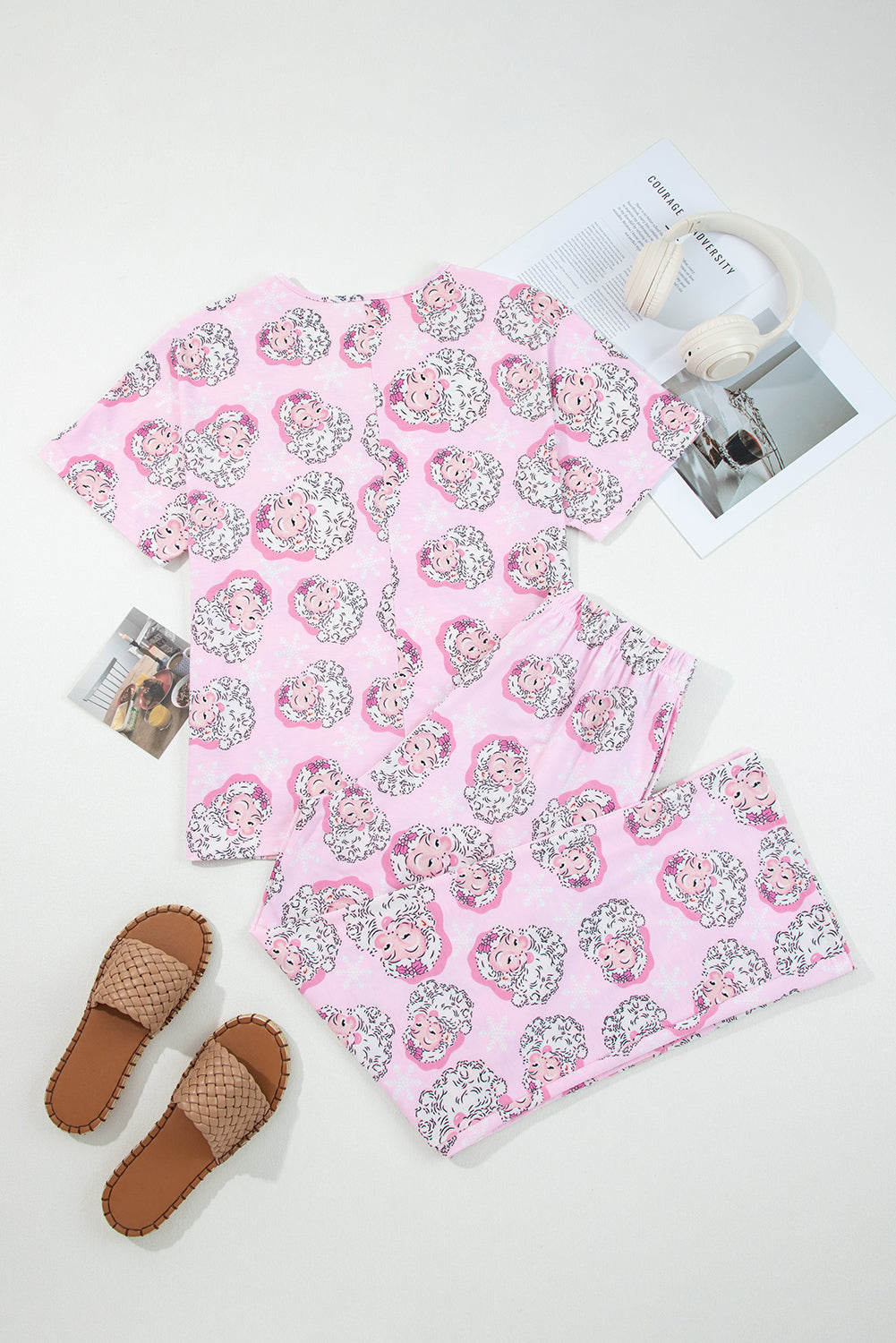 Ensemble loungewear imprimé Père Noël pour femmes