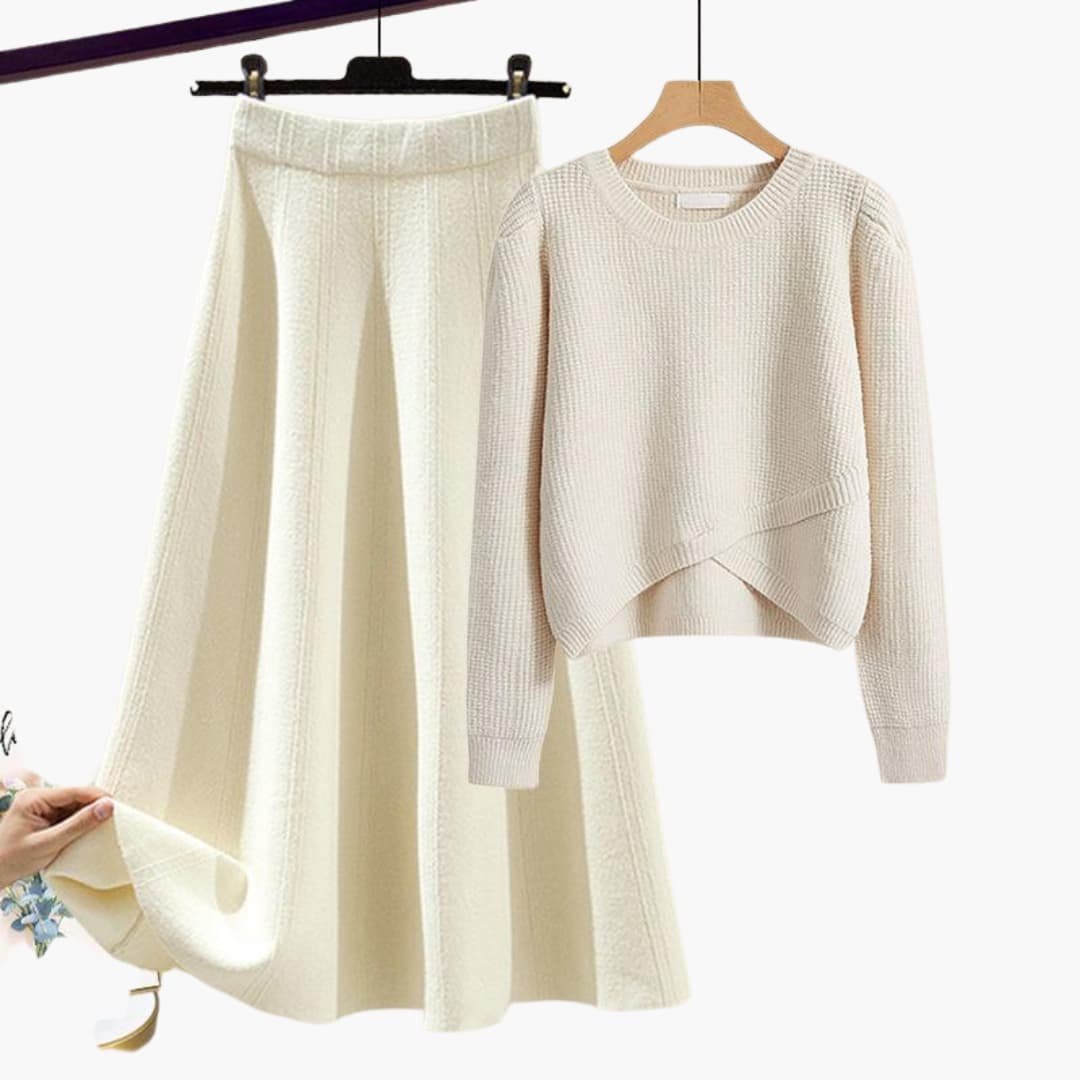 Ensemble pull et jupe midi pour femmes