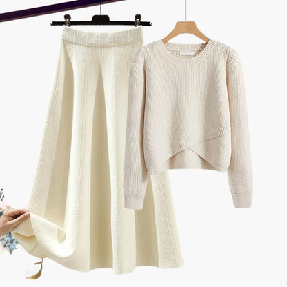 Ensemble pull et jupe midi pour femmes