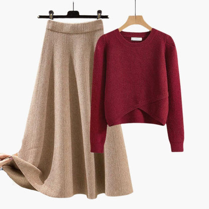 Ensemble pull et jupe midi pour femmes