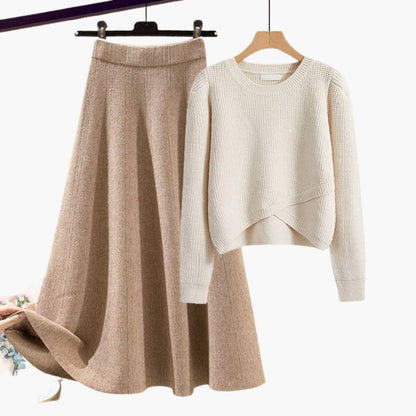 Ensemble pull et jupe midi pour femmes