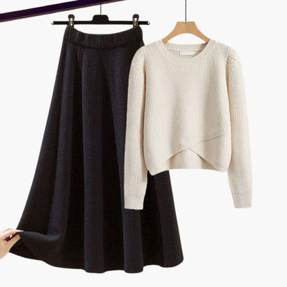 Ensemble pull et jupe midi pour femmes