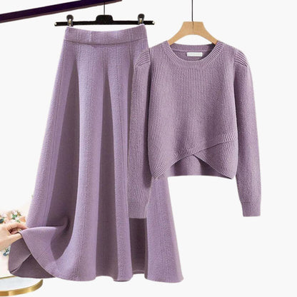 Ensemble pull et jupe midi pour femmes