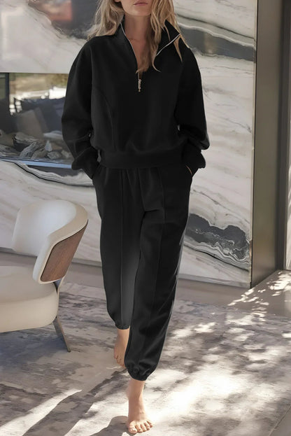 Ensemble sweat à col zippé et jogging pour femmes