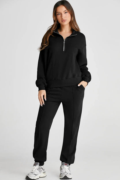 Ensemble sweat à col zippé et jogging pour femmes