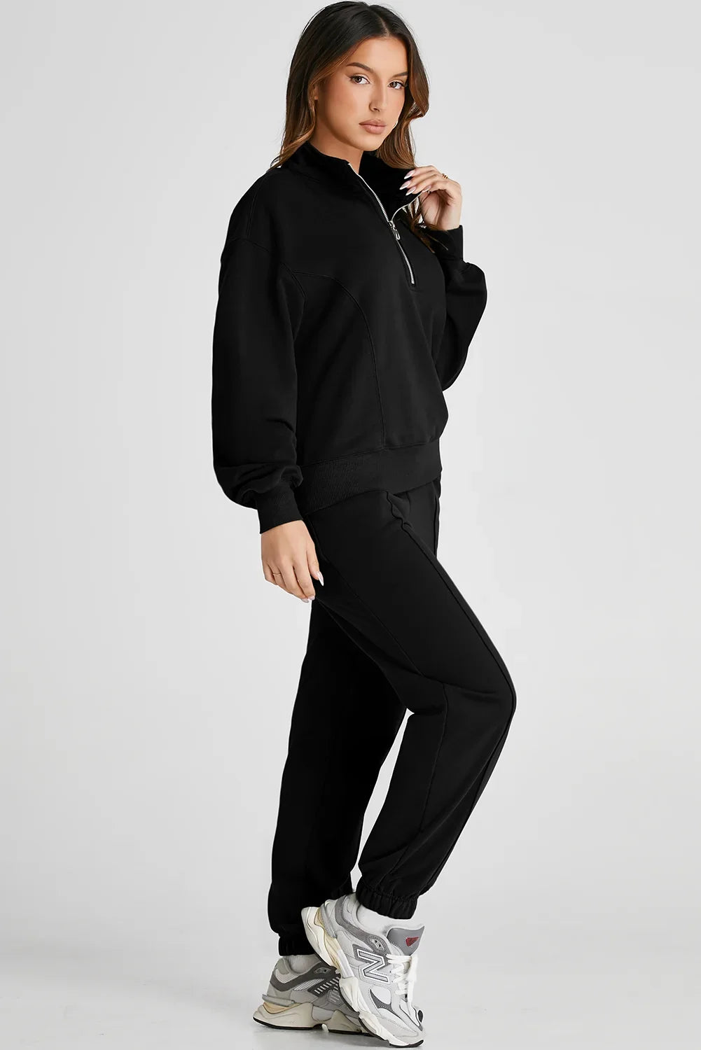 Ensemble sweat à col zippé et jogging pour femmes