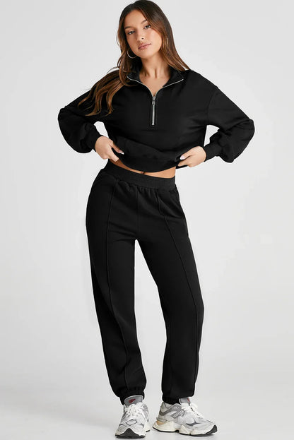 Ensemble sweat à col zippé et jogging pour femmes