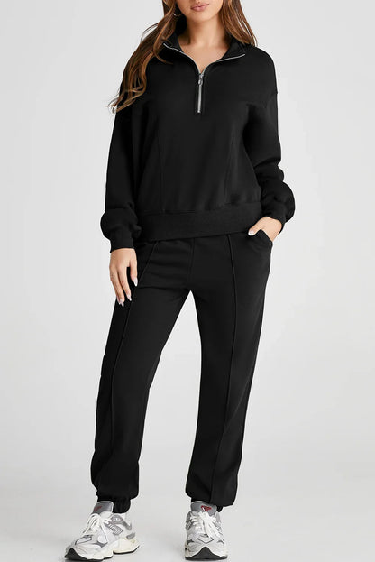 Ensemble sweat à col zippé et jogging pour femmes