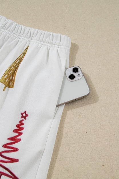 Ensemble sweat et short à imprimé de sapins pour femmes