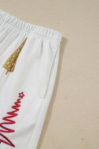 Ensemble sweat et short à imprimé de sapins pour femmes