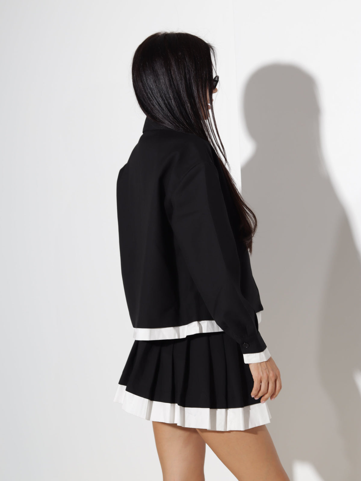 Ensemble veste et jupe plissée pour femmes