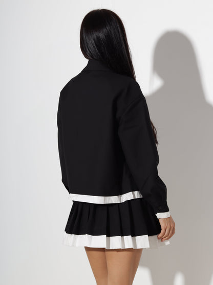 Ensemble veste et jupe plissée pour femmes