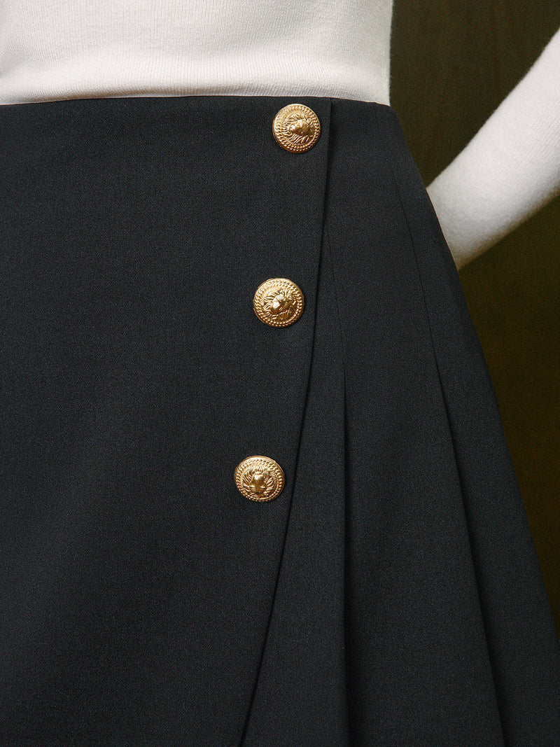 Jupe Plissée Avec Taille Mi-haute Et Détails Métalliques Pour Femme | Idéale Pour UN Usage Quotidien Et Occasions Spéciales