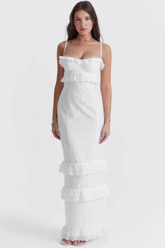 Robe Longue Sans Manches avec Broderie pour Femme | Idéale pour les Occasions Spéciales
