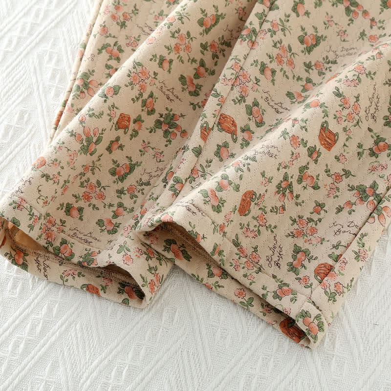 Ensemble Pyjama à Motif Floral avec Taille Élastique pour Adulte | Idéal pour la Maison et le Sommeil