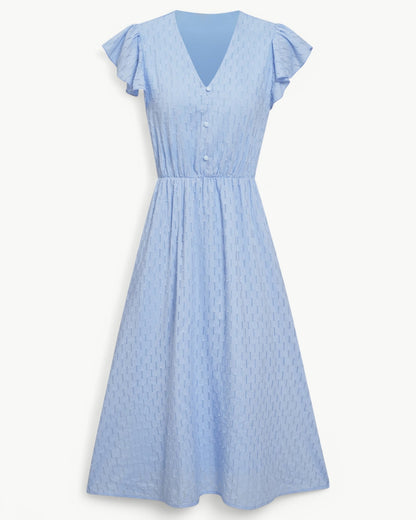 Robe Midi Avec Manches À Volants Pour Femme | Idéal Pour Usage Quotidien Et Occasions