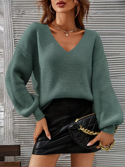 Pull À Col V Avec Coupe Ample Et Épaules Tombantes Pour Femme | Idéal Pour Toutes Les Saisons