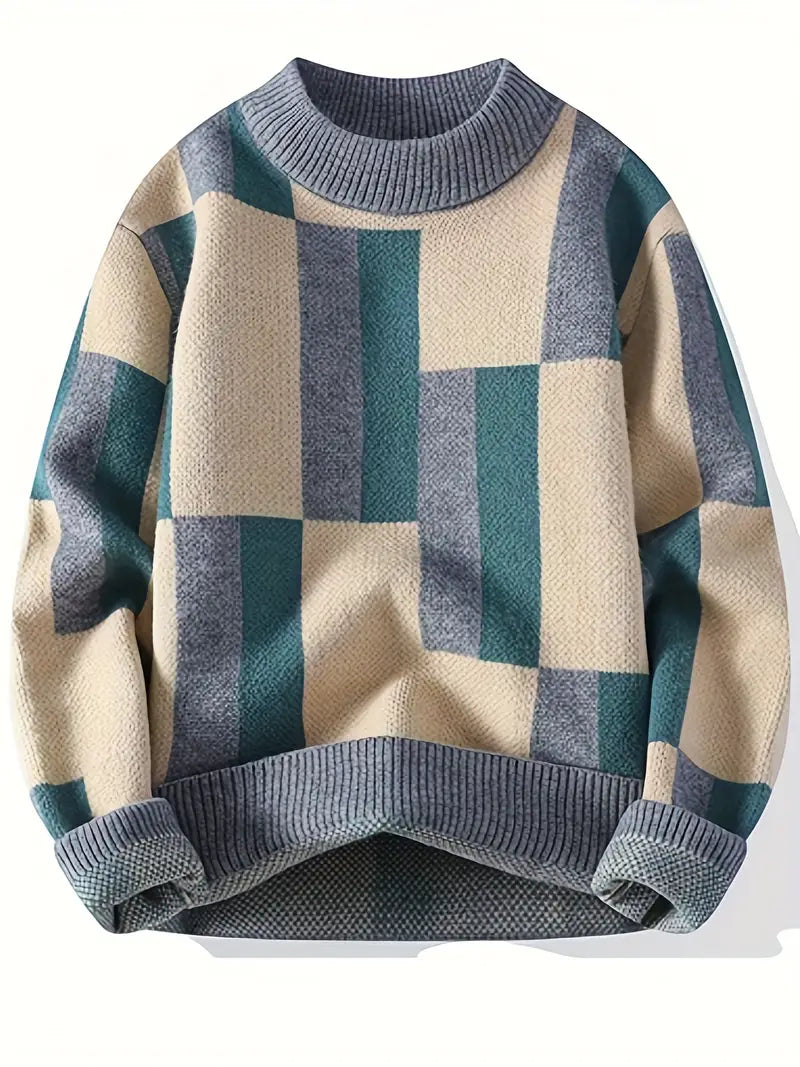 Pull En Maille À Motif Géométrique Avec Coupe Décontractée Pour Adultes | Idéal Pour Saisons Fraîches