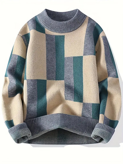 Pull En Maille À Motif Géométrique Avec Coupe Décontractée Pour Adultes | Idéal Pour Saisons Fraîches