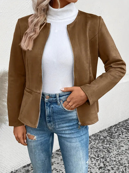 Veste Avec Fermeture Zippée Et Coupe Structurée Pour Femmes | Idéal Pour Les Saisons De Transition