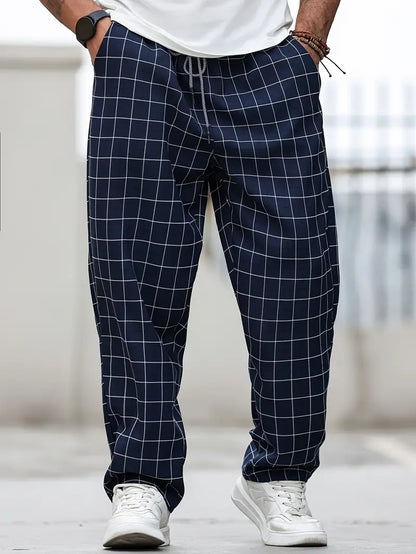 Pantalon à Motif avec Taille Élastique et Cordon pour Homme | Idéal pour un Usage Quotidien