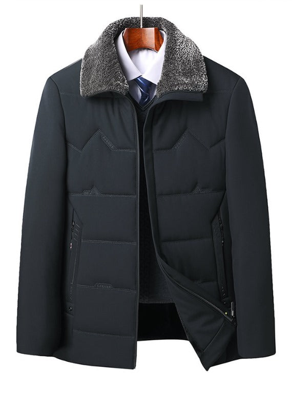 Parka Noir à Manches Longues avec Col Rembourré pour Hommes | Idéal pour la Saison Froide