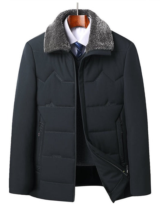 Parka Noir à Manches Longues avec Col Rembourré pour Hommes | Idéal pour la Saison Froide