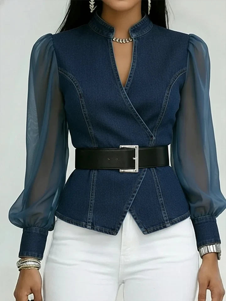 Blouse Croisée Avec Coupe Structurée Et Ceinture Pour Femme | Idéale Pour Occasions Quotidiennes Et Sorties