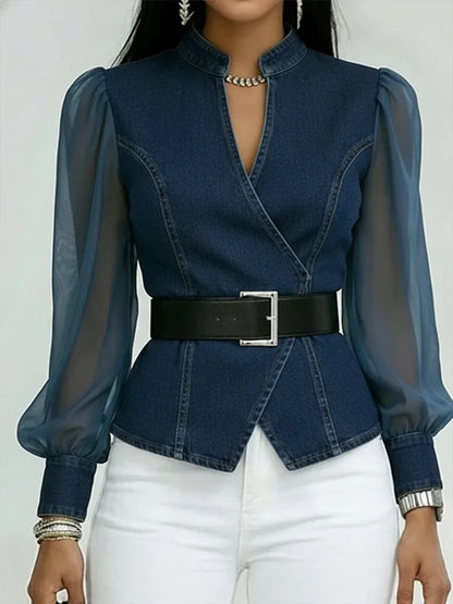 Blouse Croisée Avec Coupe Structurée Et Ceinture Pour Femme | Idéale Pour Occasions Quotidiennes Et Sorties